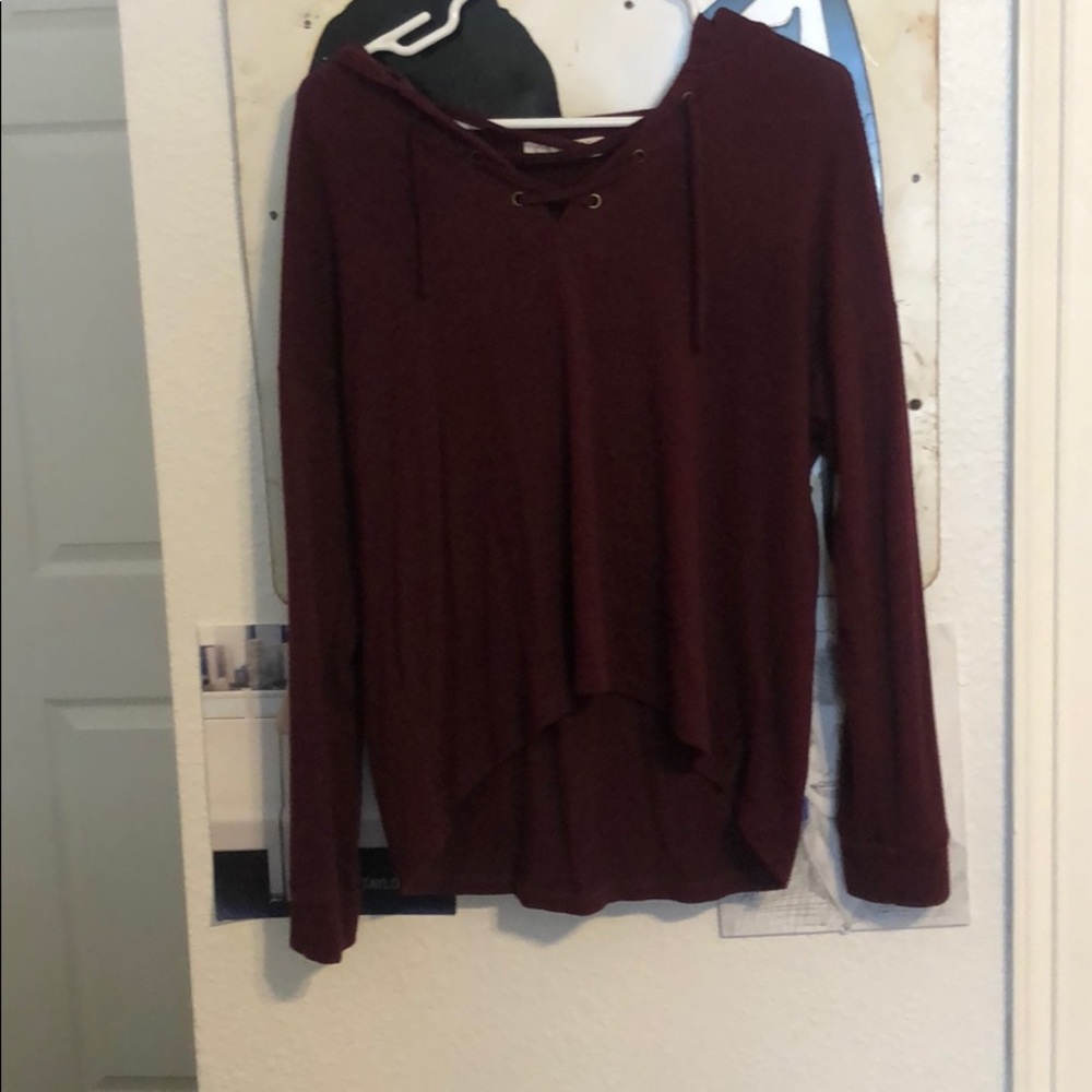 Maroon hooded long sleeve